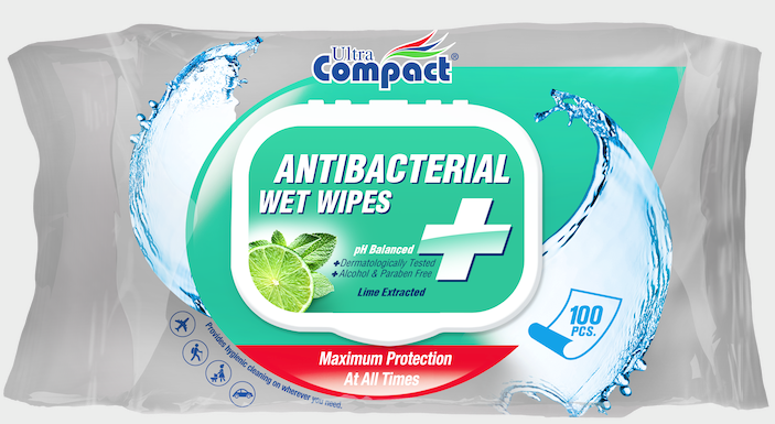 Antibacterial Wet Wipes 100 pcs With Closure Lime Scented